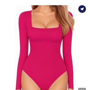 Women's Long Sleeve Pink Bodysuit